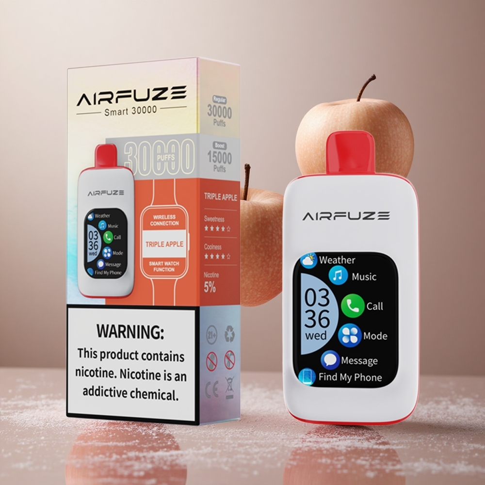 AirFuze Smart 30000 Puffs Cigaretni vložki za enkratno uporabo Trojno Jabolko 5% Nikotin 900mAh