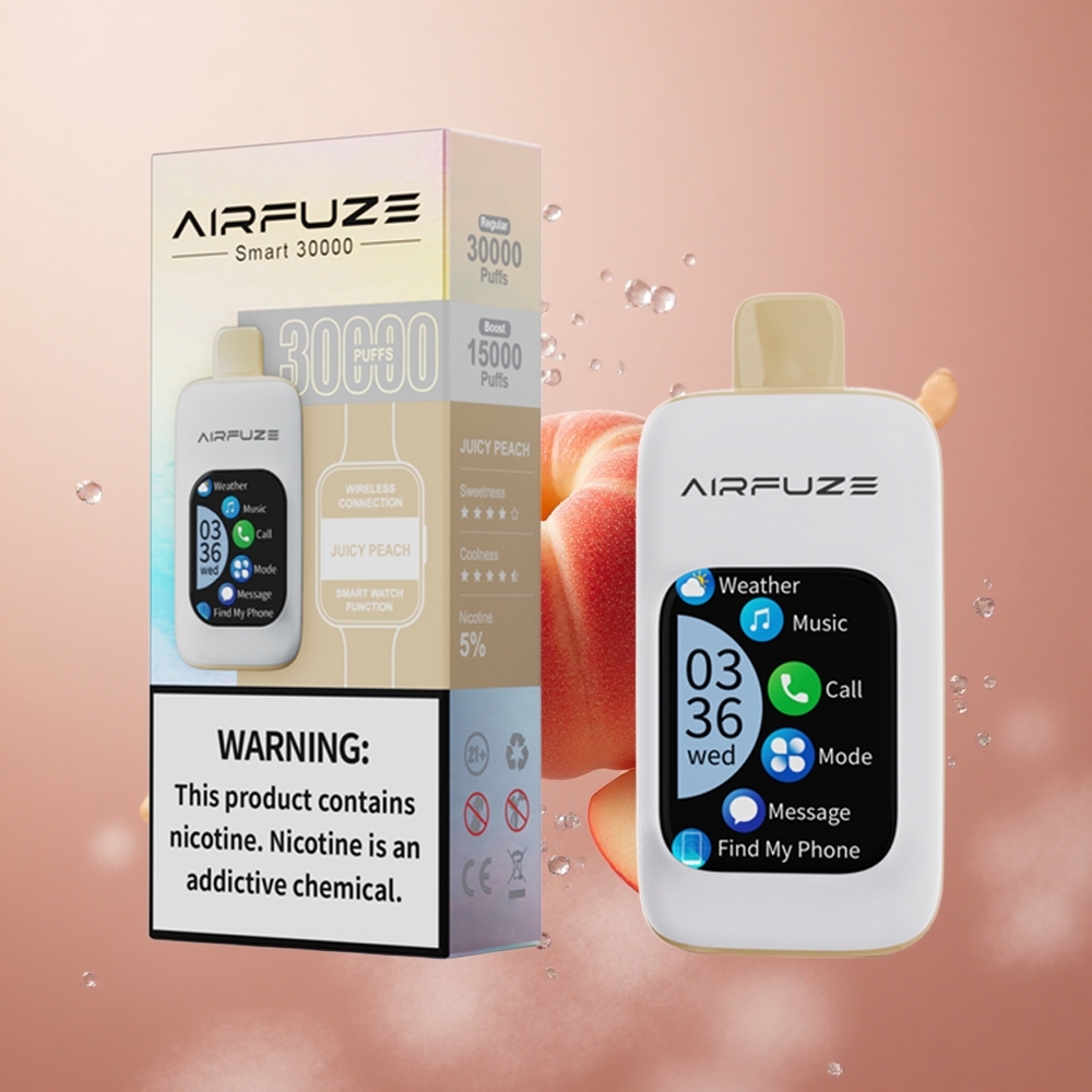 AirFuze Smart 30000 Puffs Sokasti Breskev Cigaretni vložki za enkratno uporabo 900mAh TFT