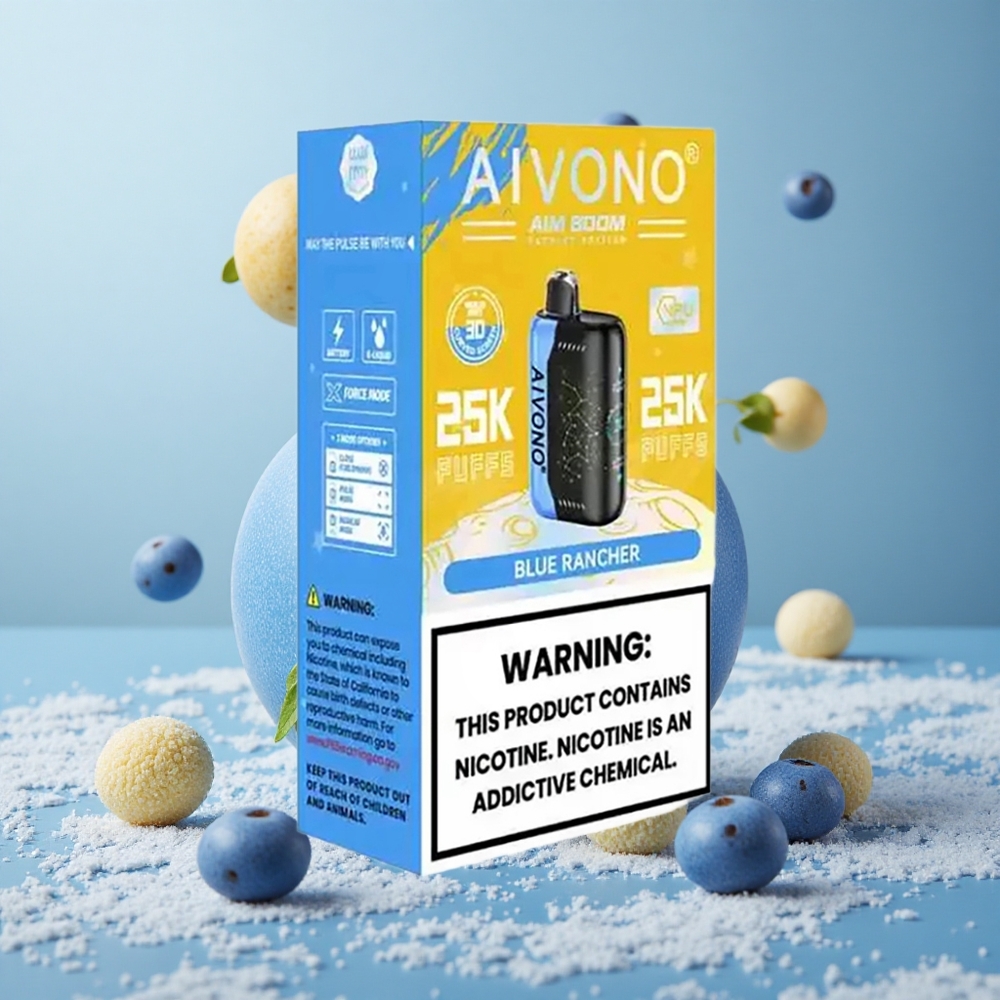 Aivono Aim Boom 25000 Puffs Za enkratno uporabo Vape Modra Rancher 28ml 650mAh