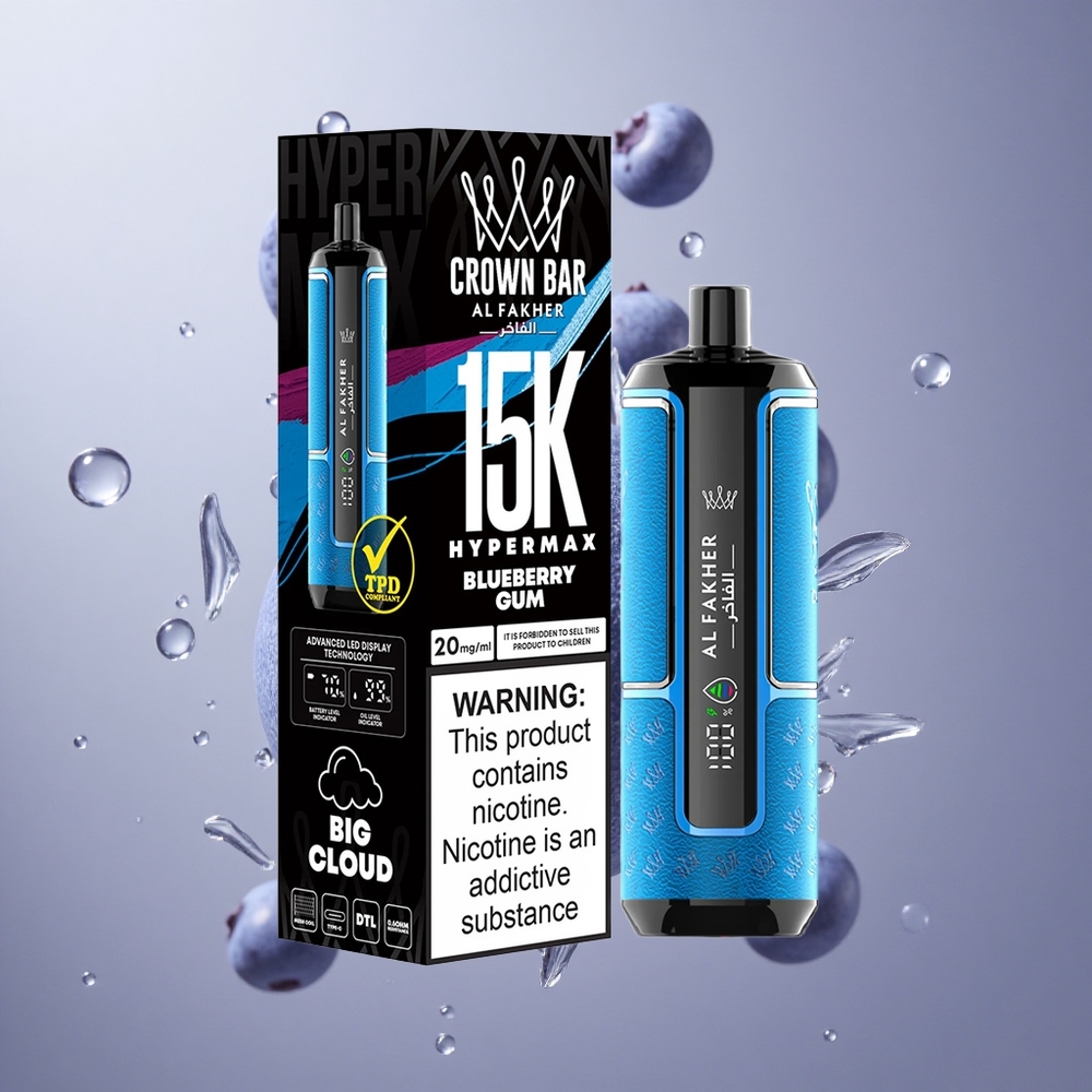 Al Fakher Crown Bar 15K Hypermax Blueberry Gum 22ml Enkratna E-cigareta