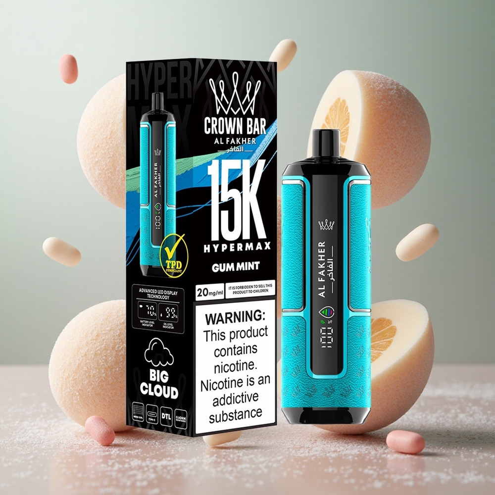 Al Fakher Crown Bar 15K Hypermax Enkratna E-cigareta 22ml Gumi Mentol