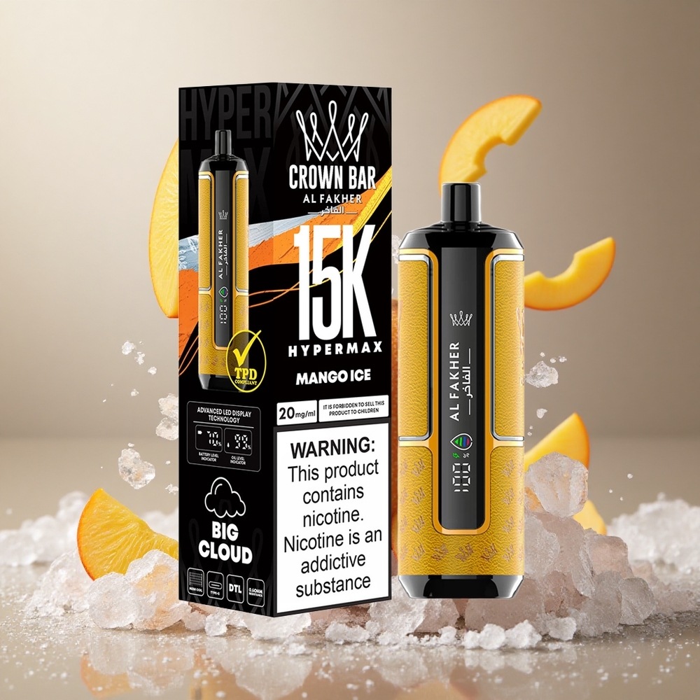 Al Fakher Crown Bar 15K Hypermax Enkratna E-cigareta z 22ml Mangov Leden