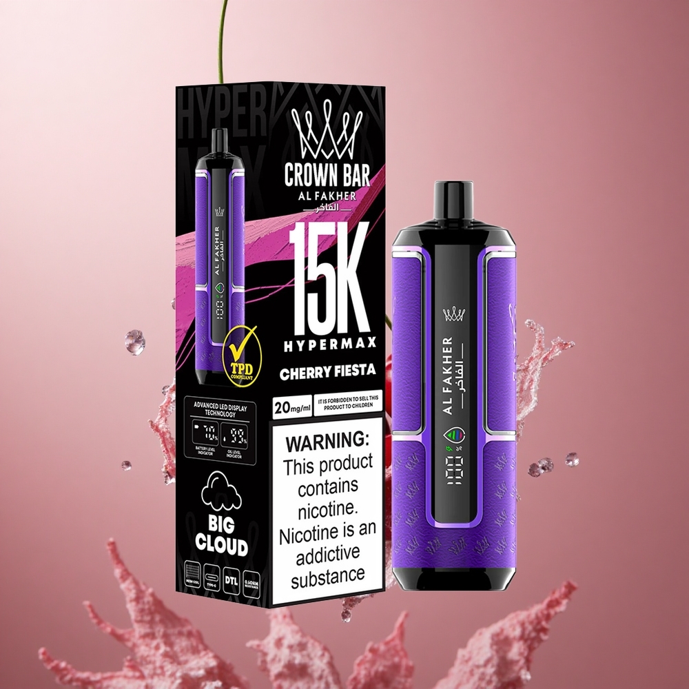 Al Fakher Crown Bar 15K Hypermax Enkratna Vape Naprava Češnjeva Fiesta 22ml