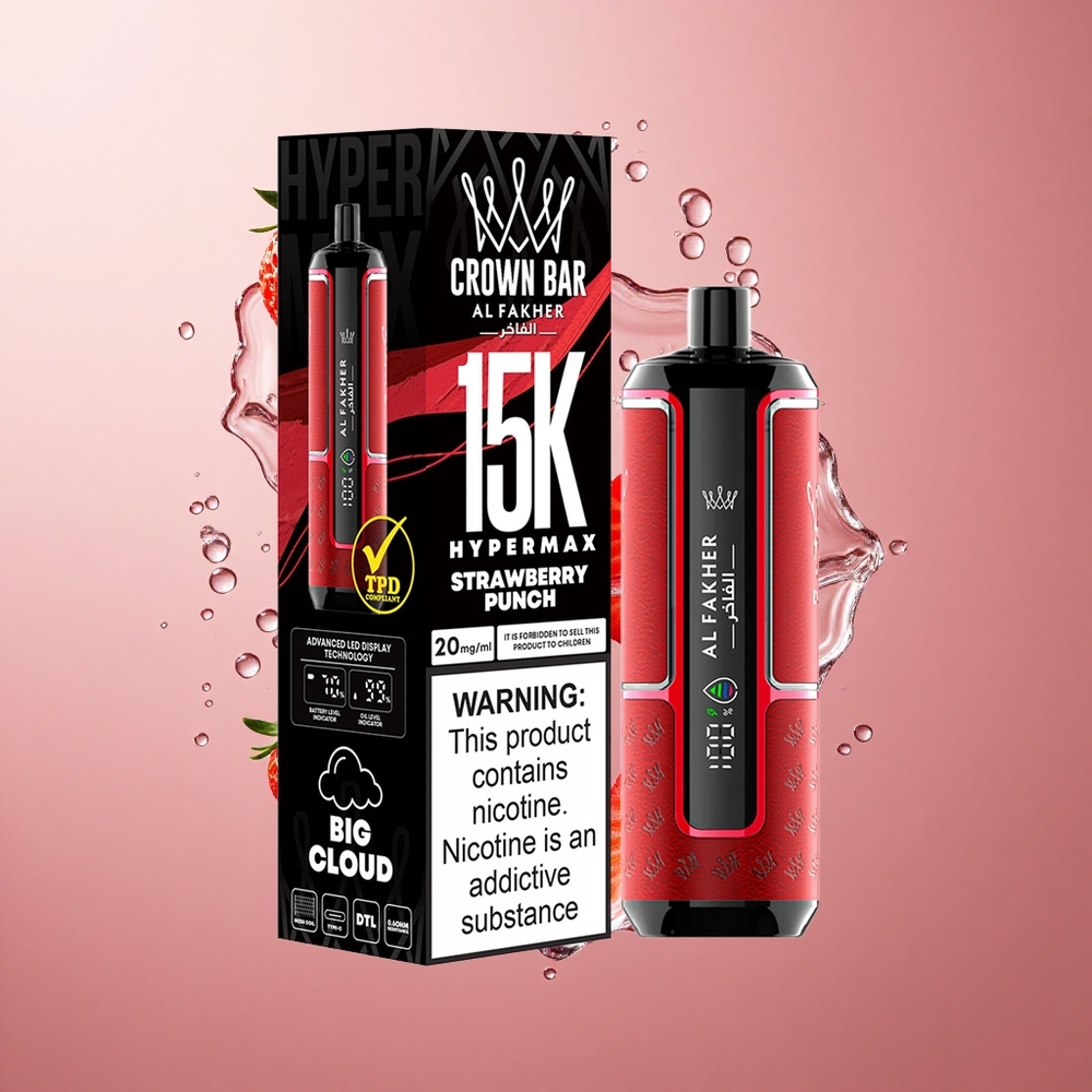 Al Fakher Crown Bar 15K Jagodni Punč Hypermax Enkratna E-cigareta 22ml