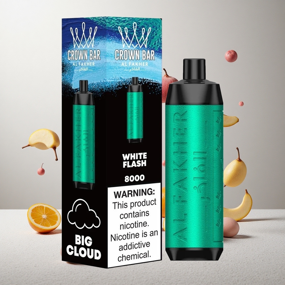 Al Fakher Crown Bar 8000 Kristal Bela Iskra Za enkratno uporabo Vape 18ml 5mg Nikotin