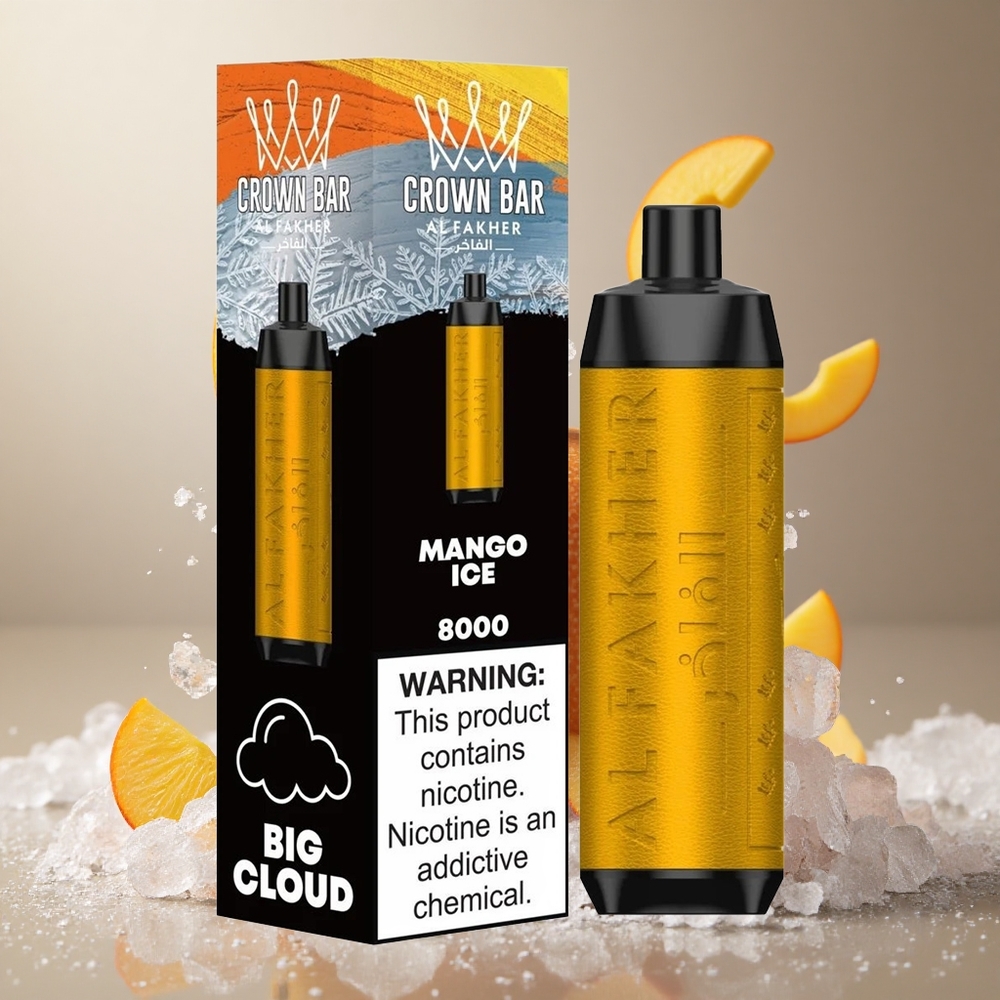 Al Fakher Crown Bar 8000 Kristal Enkratna E-cigareta Mango Led (18ml/5mg Nikotin)