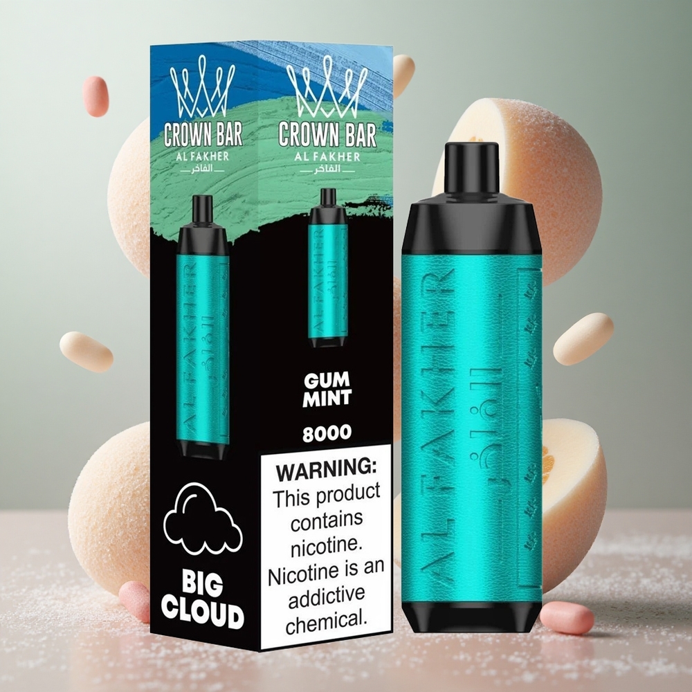 Al Fakher Crown Bar 8000 Kristal Enkratna Vape Gumi Meta 18ml 5mg Nikotin