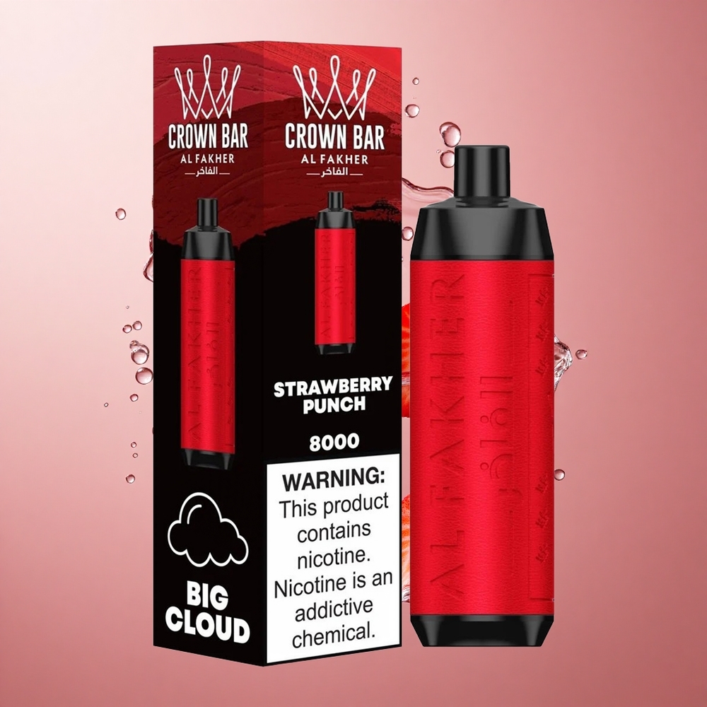 Al Fakher Crown Bar 8000 Kristal Enkratna Vape Jagodni Punč z 18ml E-tekočine