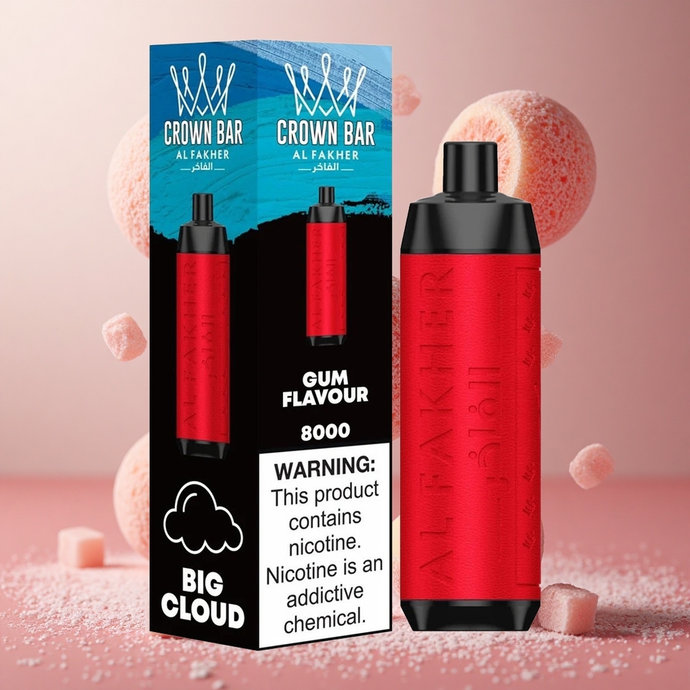 Al Fakher Crown Bar 8000 Kristal Enkratna Vape Žvečilni Okus z 18ml E-tekočine in 5mg Nikotin