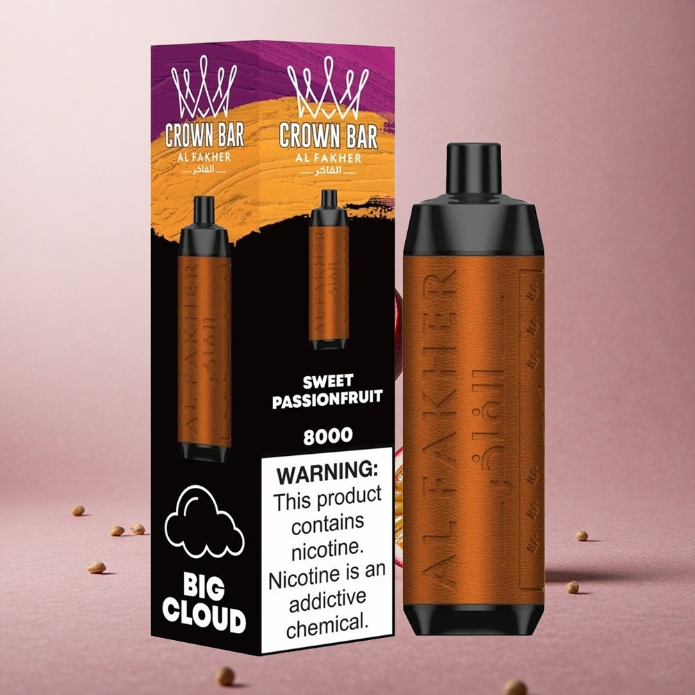Al Fakher Crown Bar 8000 Kristalna Enkratna E-cigareta Sladka Pasijonka 18ml 5mg Nikotin