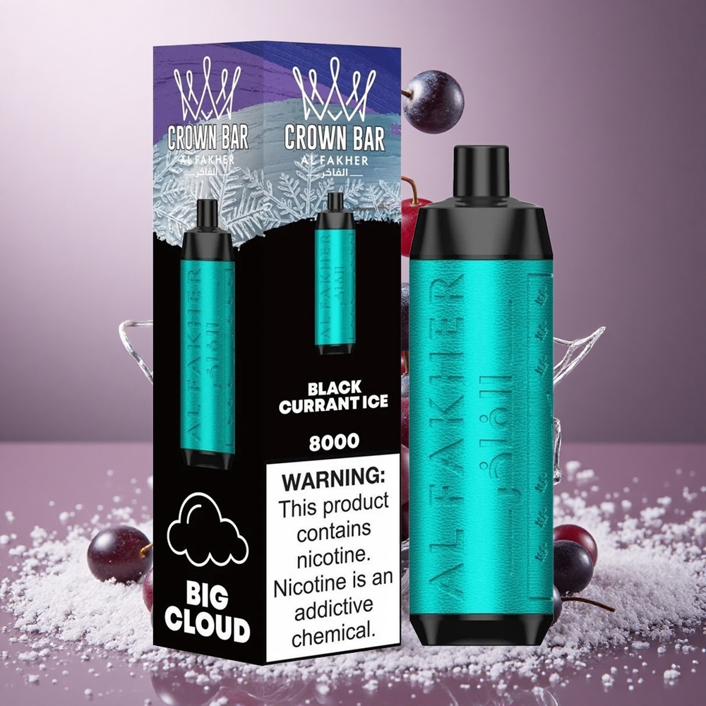 Al Fakher Crown Bar 8000 Črni ribez led Za enkratno uporabo Vape 18ml 5mg Nikotin