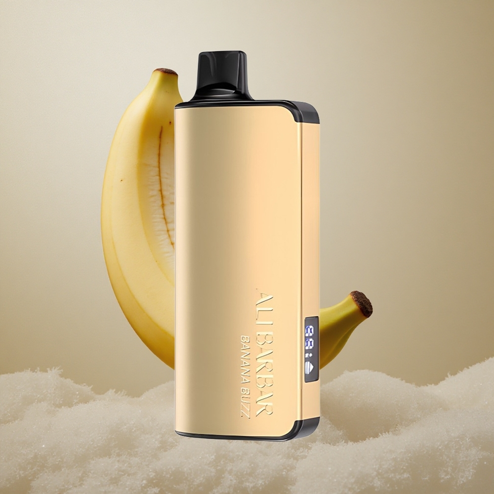 Alibarbar Ingot 9000 Puffs Bananovo Vzburjenje z LED zaslonom in 2350mAh baterijo