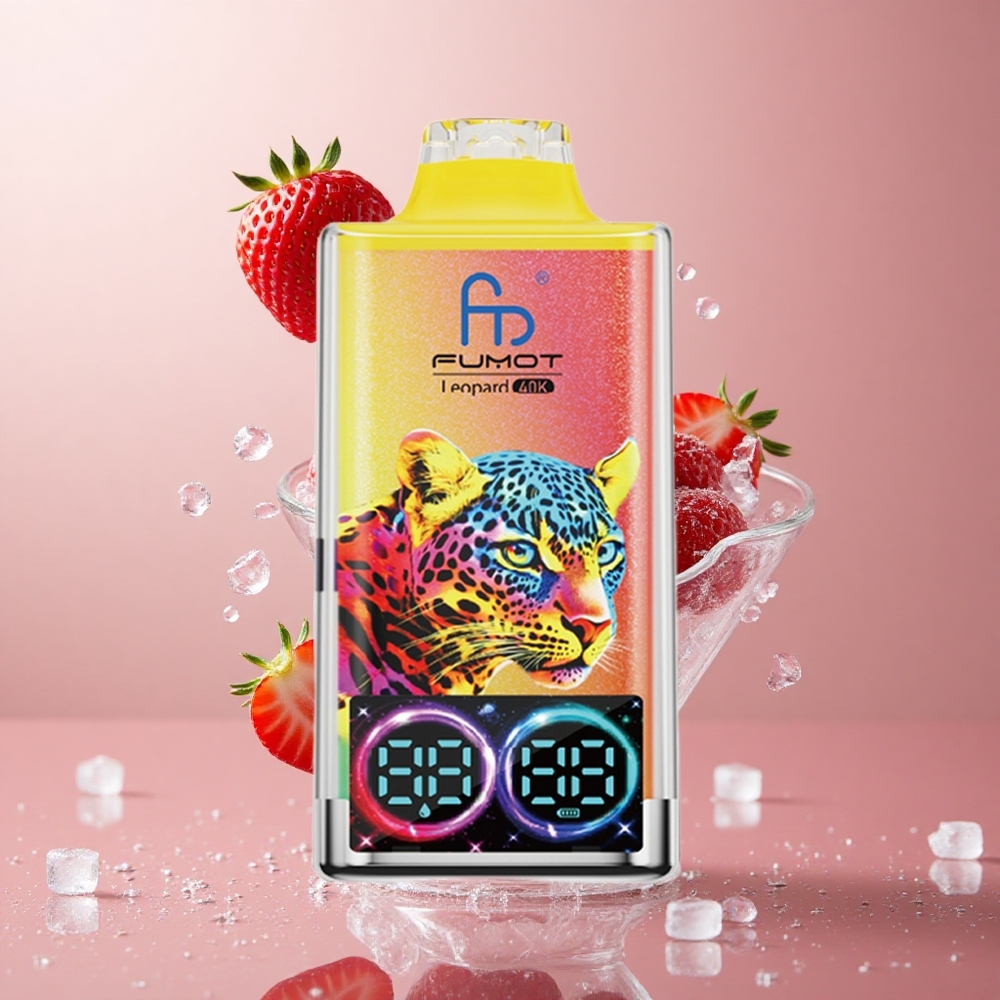 Fumot Leopard 40K Puffs Enkratna Vape Jagoda Led 0%, 2%, 3%, 5% Nikotin Dual Mesh
