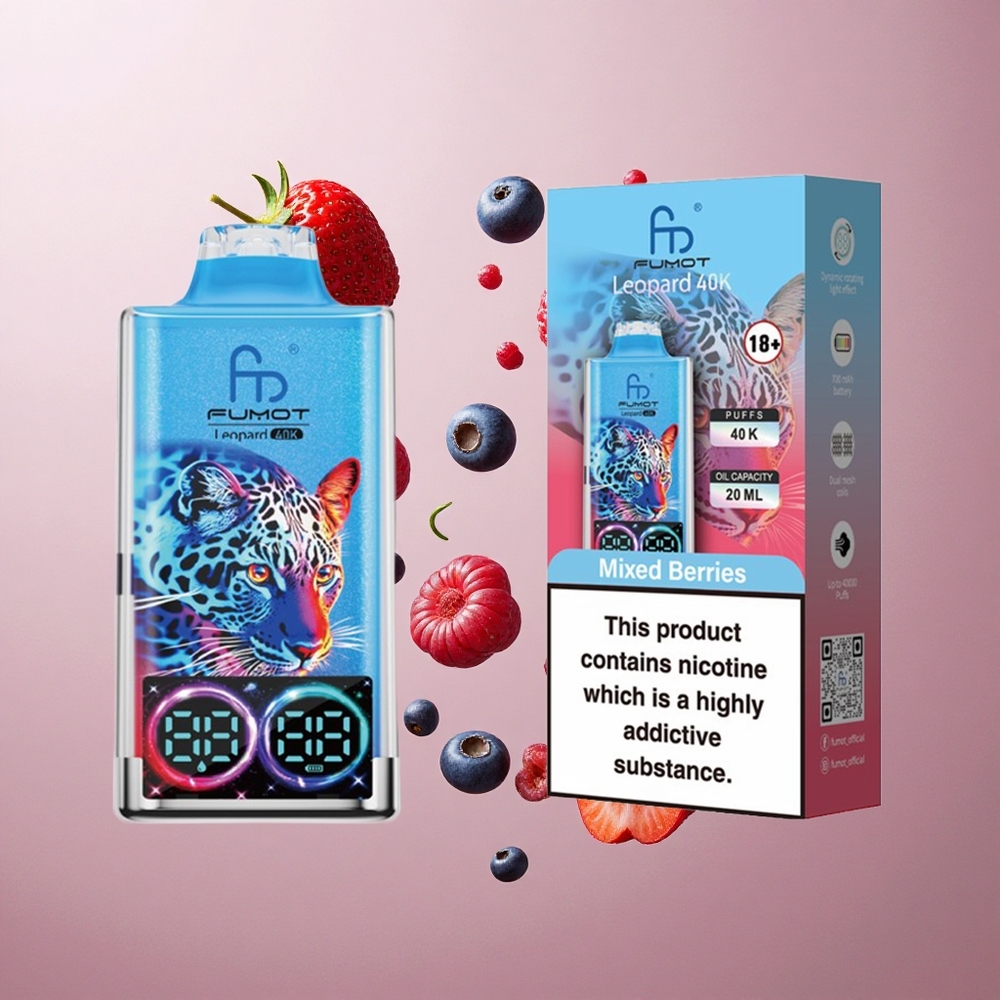 Fumot Leopard 40K Puffs Mešane Jagode 0%, 2%, 3%, 5% Nikotin Dual Mesh