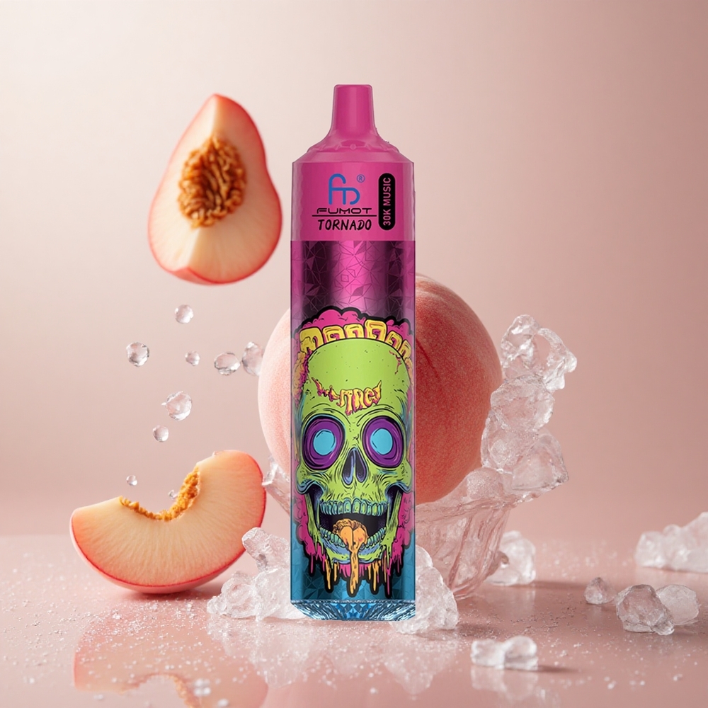 Fumot RandM Tornado 30000 Puffs Breskva Led Dispozabilna Vape 30mL 2%,5% Nikotin