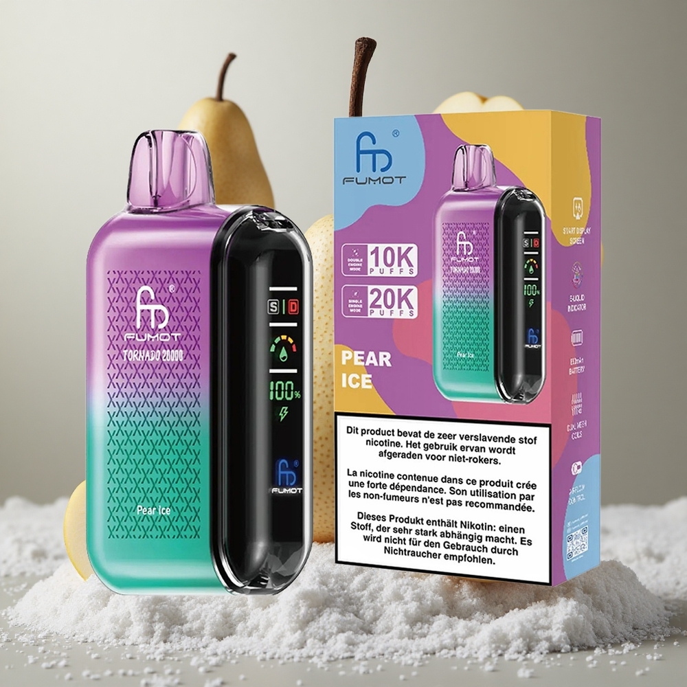 Fumot Tornado 20000 Puffs Dual Mesh Coil Hruška Led Za enkratno uporabo Vape