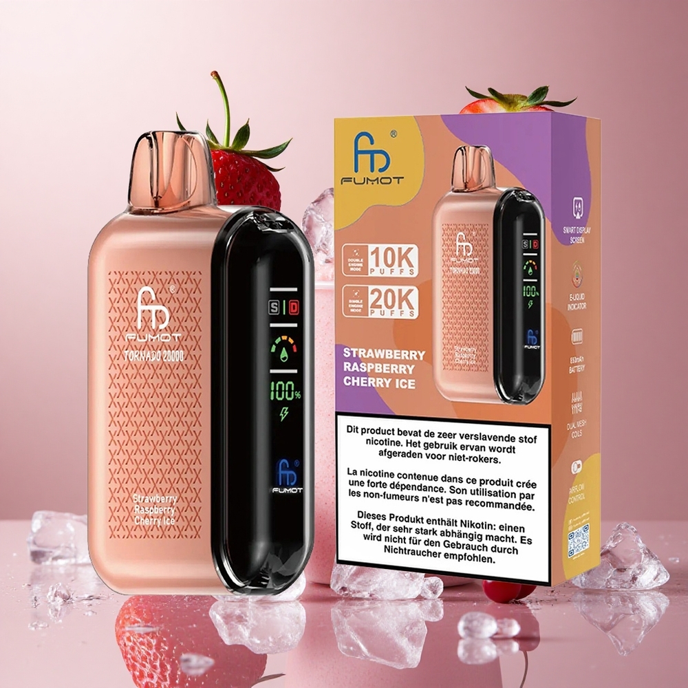 Fumot Tornado 20000 Puffs Dual Mesh Coil Jagoda Malina Češnja Led