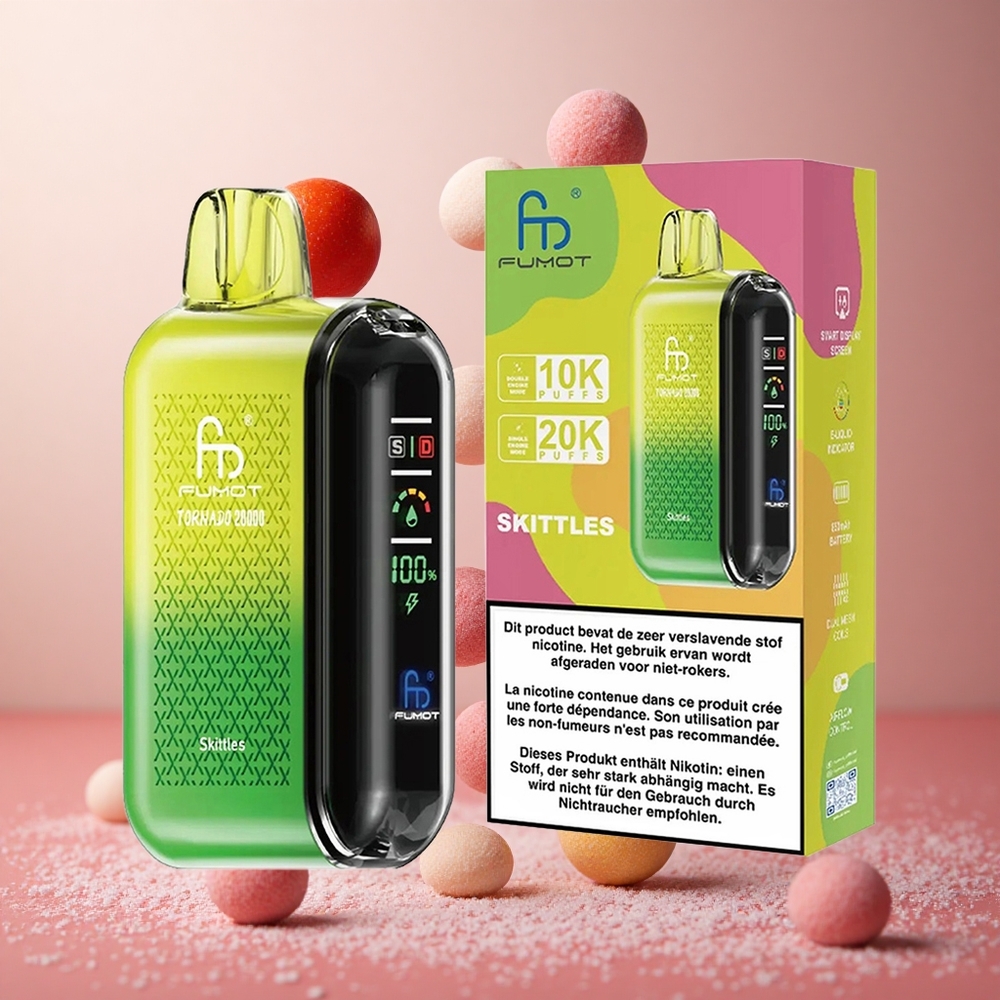 Fumot Tornado 20000 Puffs Dual Mesh Coil Za enkratno uporabo Vape Škatlice