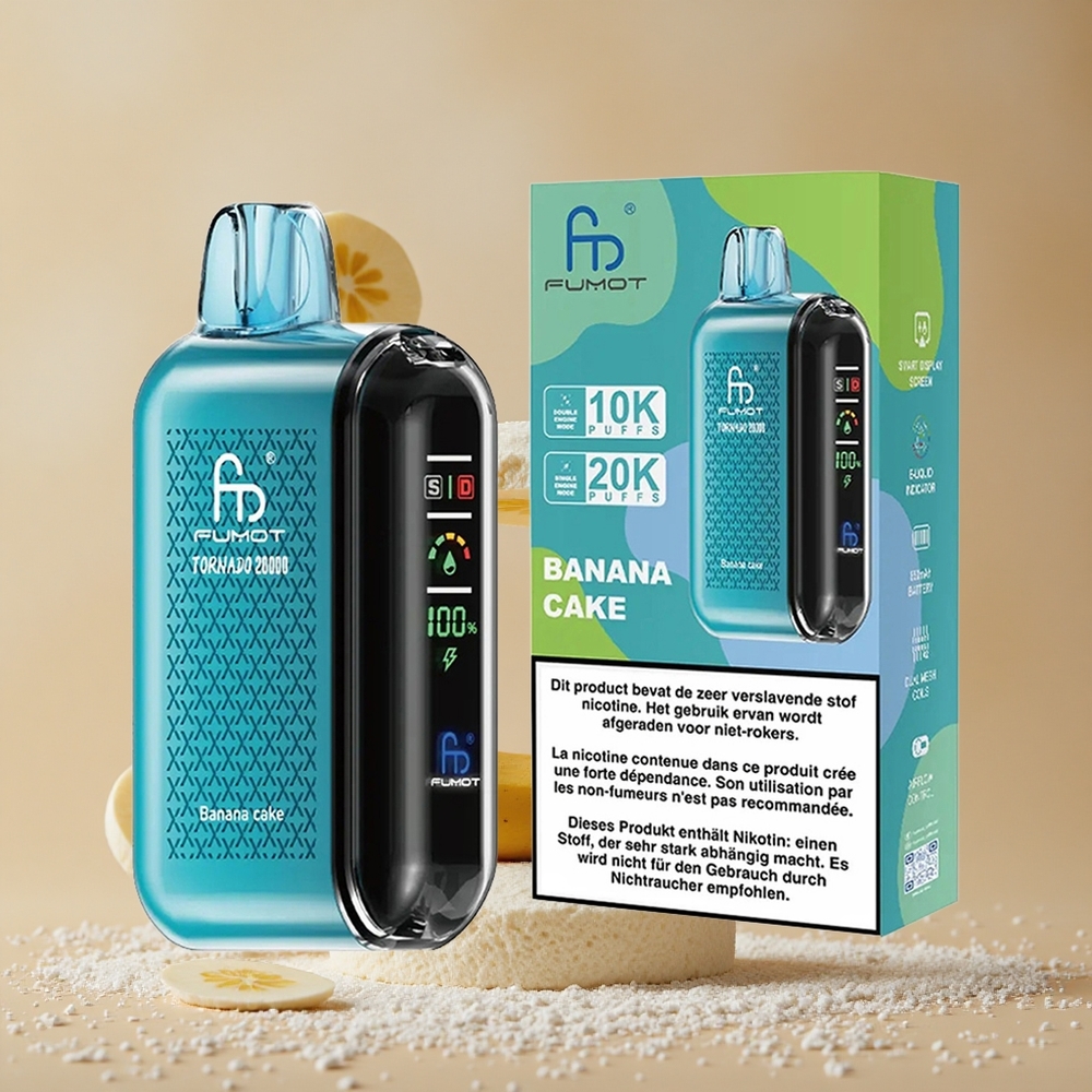 Fumot Tornado 20000 Puffs Dvojni Mesh Bananina Torta 20ml 850mAh