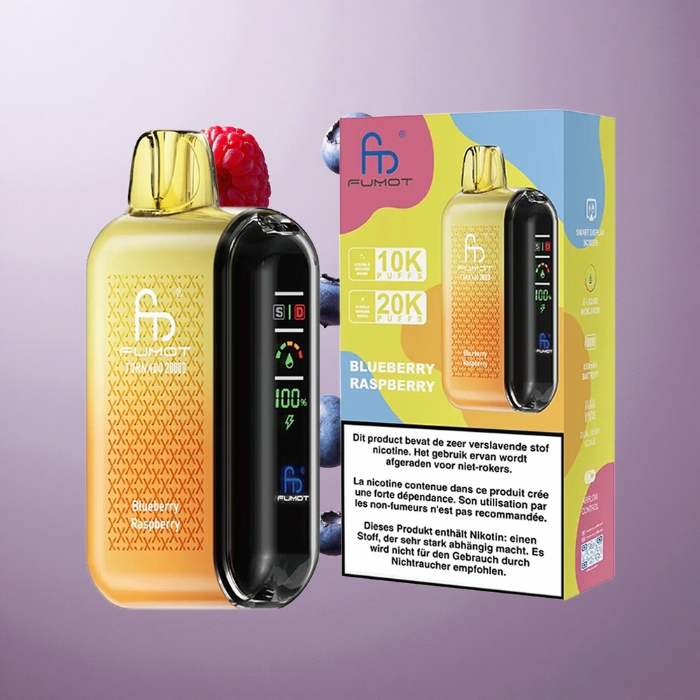 Fumot Tornado 20000 Puffs Dvojni Mesh Blueberry Raspberry 20ml