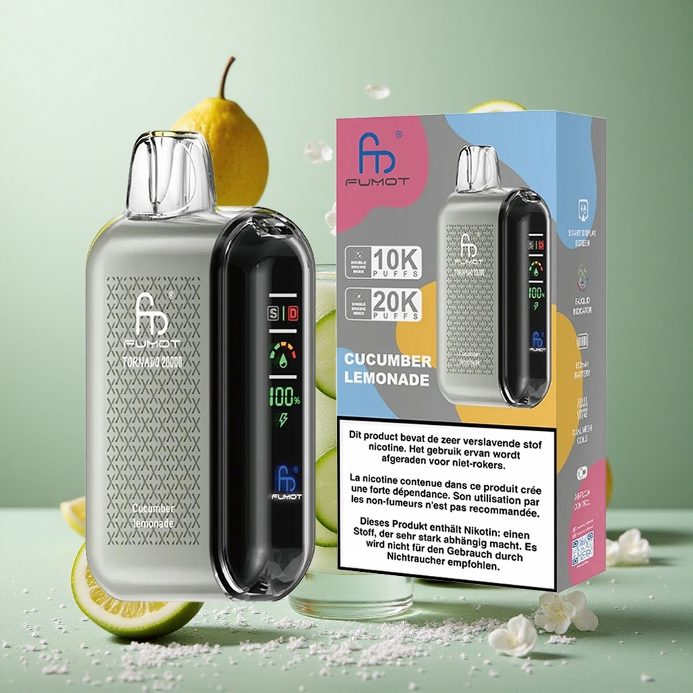 Fumot Tornado 20000 Puffs Dvojno Mrežasto Navitje Kumare Limonada