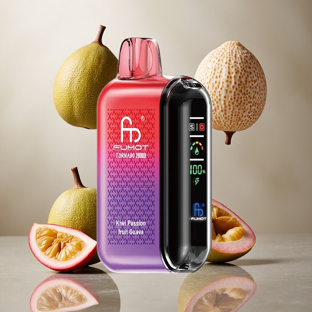 Fumot Tornado 20000 Puffs Enkratna E-cigareta z 20ml E-tekočine in 850mAh Baterijo Kiwi Pasijonka Guava
