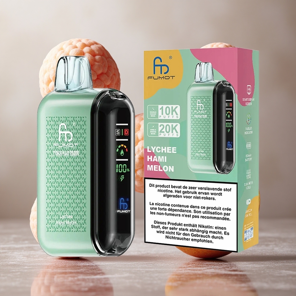 Fumot Tornado 20000 Puffs Liči Hami Melona Dual Mesh Coil Smart Display