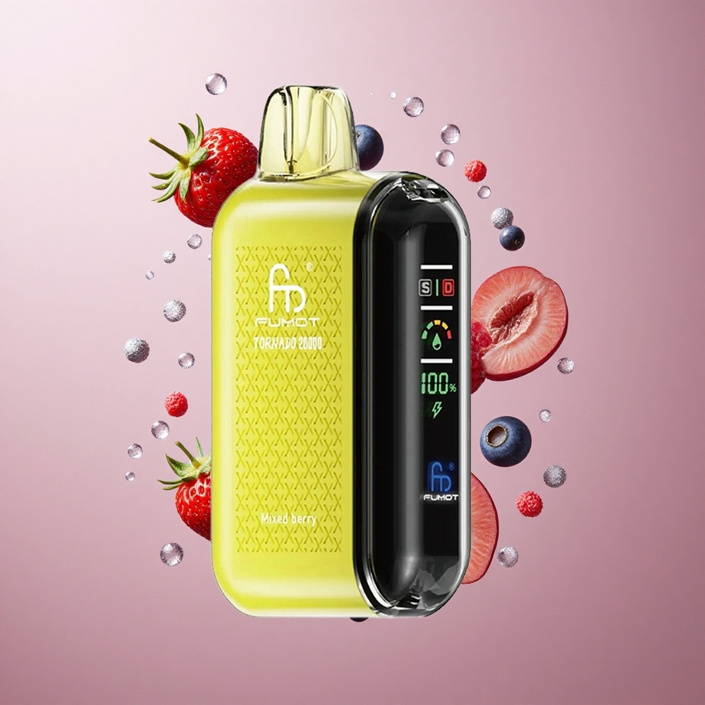 Fumot Tornado 20000 Puffs Mešane Jagode Dual Mesh Coil Smart Display