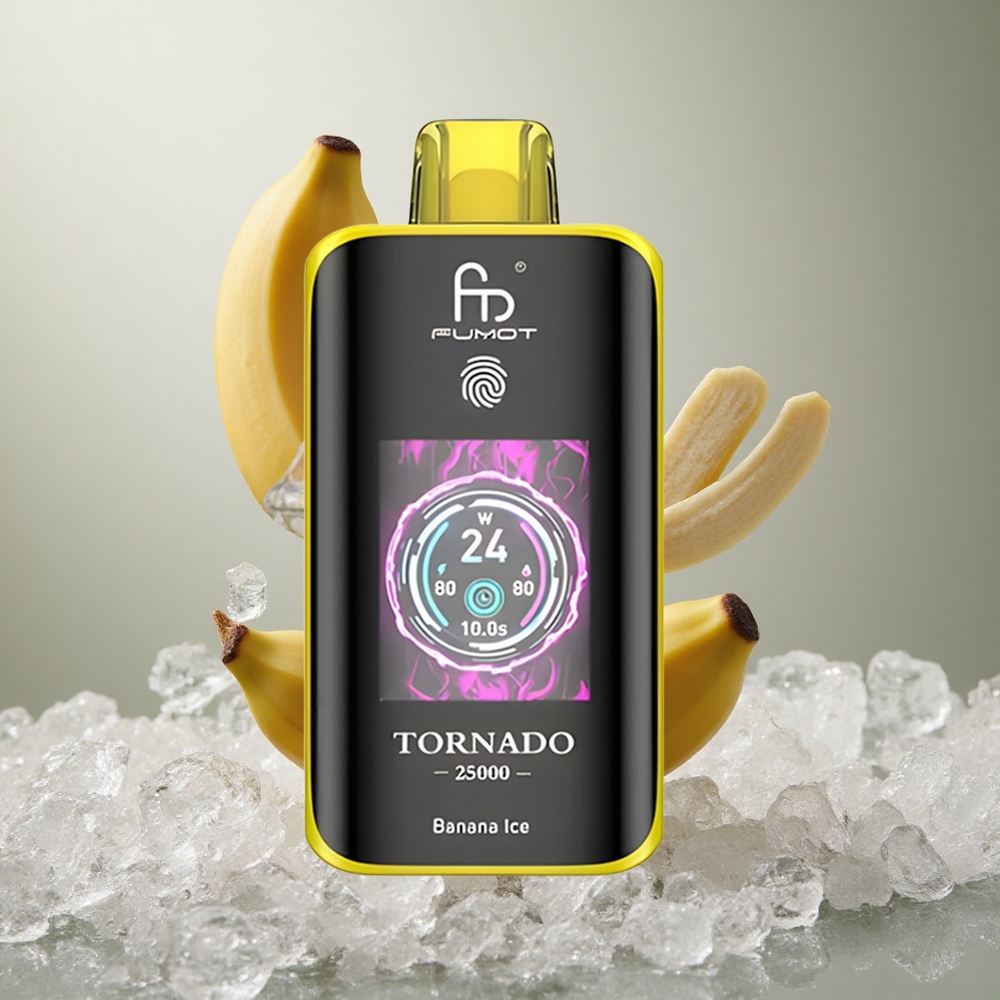 Fumot Tornado 25000 Puffs Banana Ice HD zaslon & 700mAh baterija