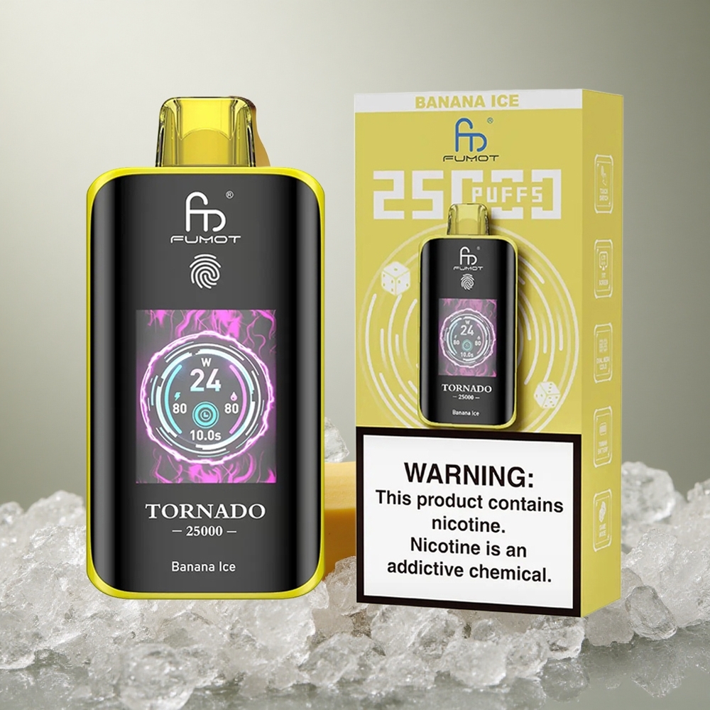 Fumot Tornado 25000 Puffs Banana Ice HD zaslon & 700mAh baterija