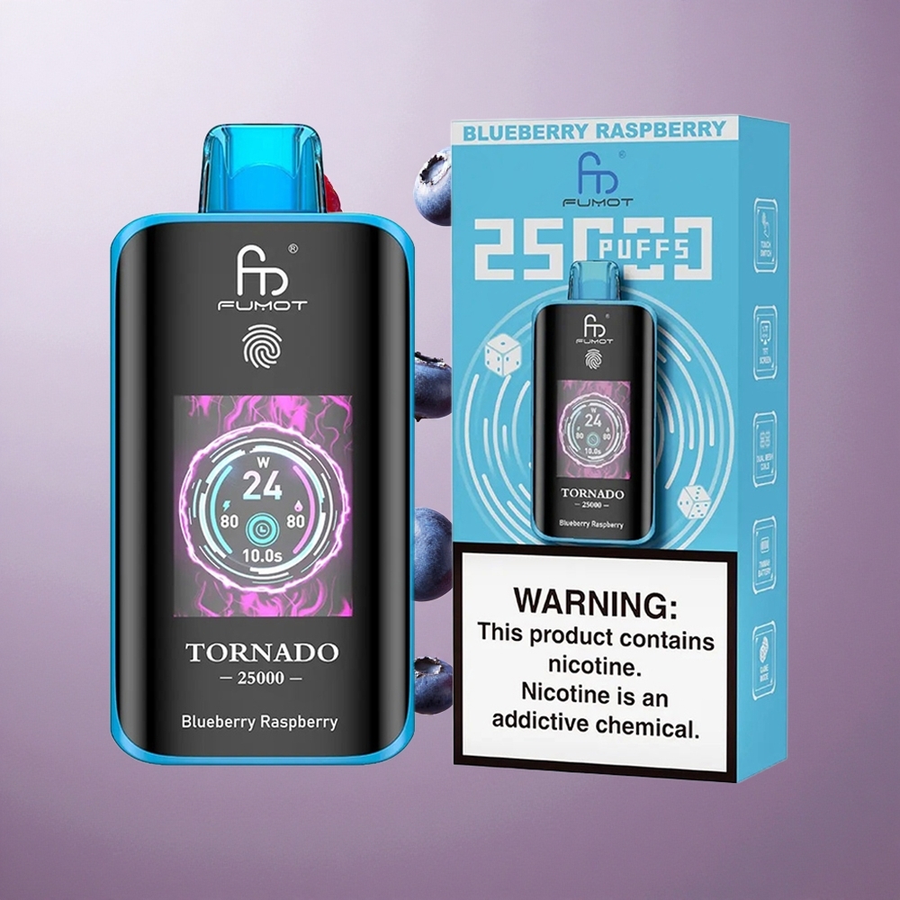 Fumot Tornado 25000 Puffs Borovnica Malina HD Zaslon in 700mAh Baterija