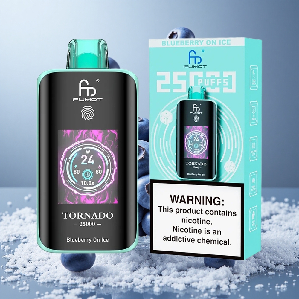 Fumot Tornado 25000 Puffs Borovnica na Ledu HD Ekran 700mAh Baterija