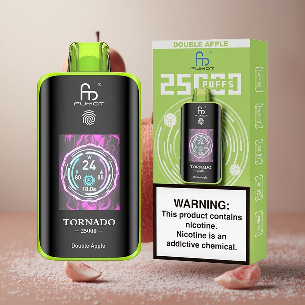 Fumot Tornado 25000 Puffs Dvojno jabolko HD Screen Type-C