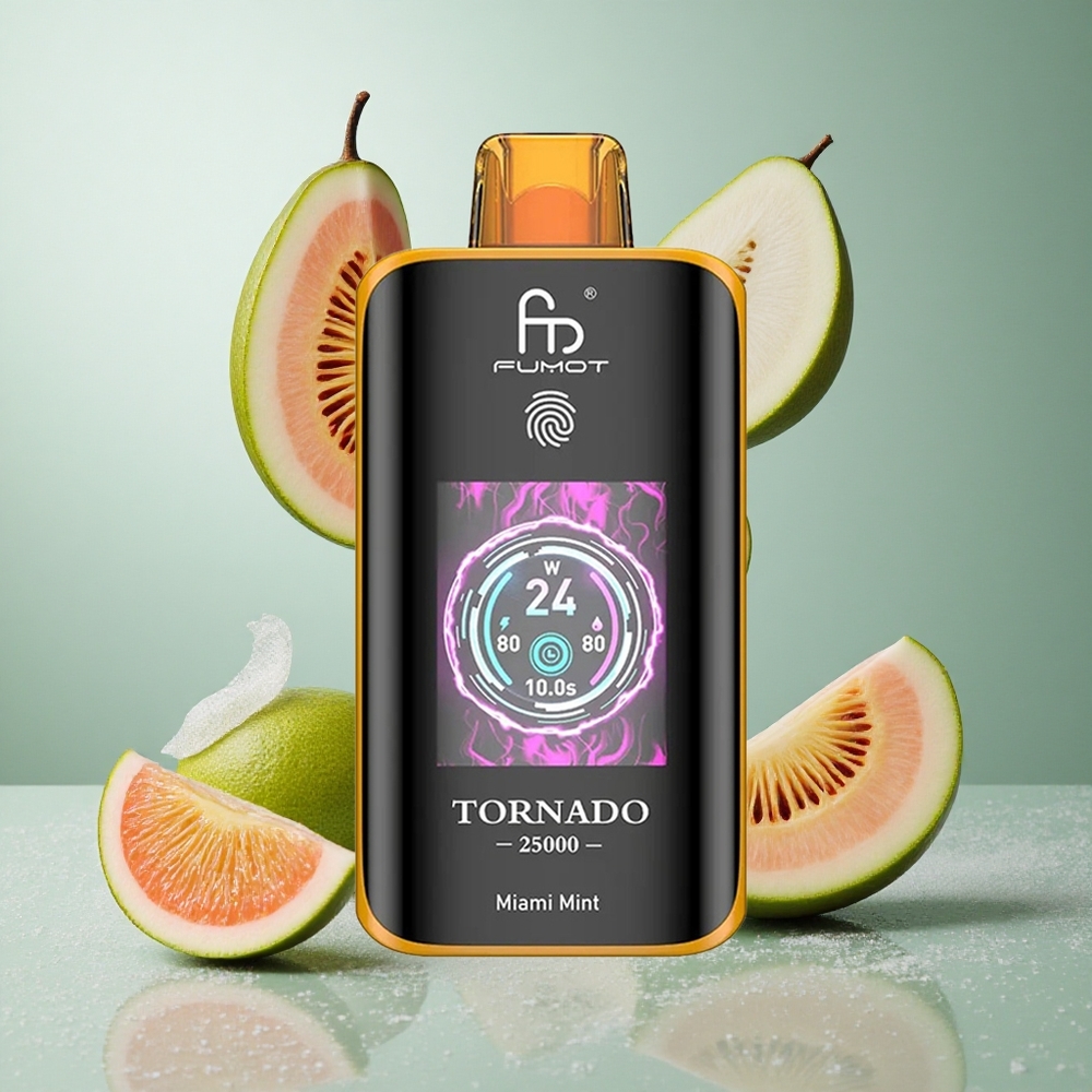 Fumot Tornado 25000 Puffs Enkratna Vape Miami Meta (Mint) HD Zaslon & 700mAh Baterija