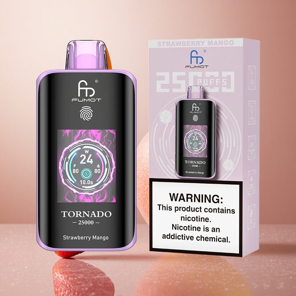 Fumot Tornado 25000 Puffs Jagoda Mango HD Ekran 700mAh Baterija