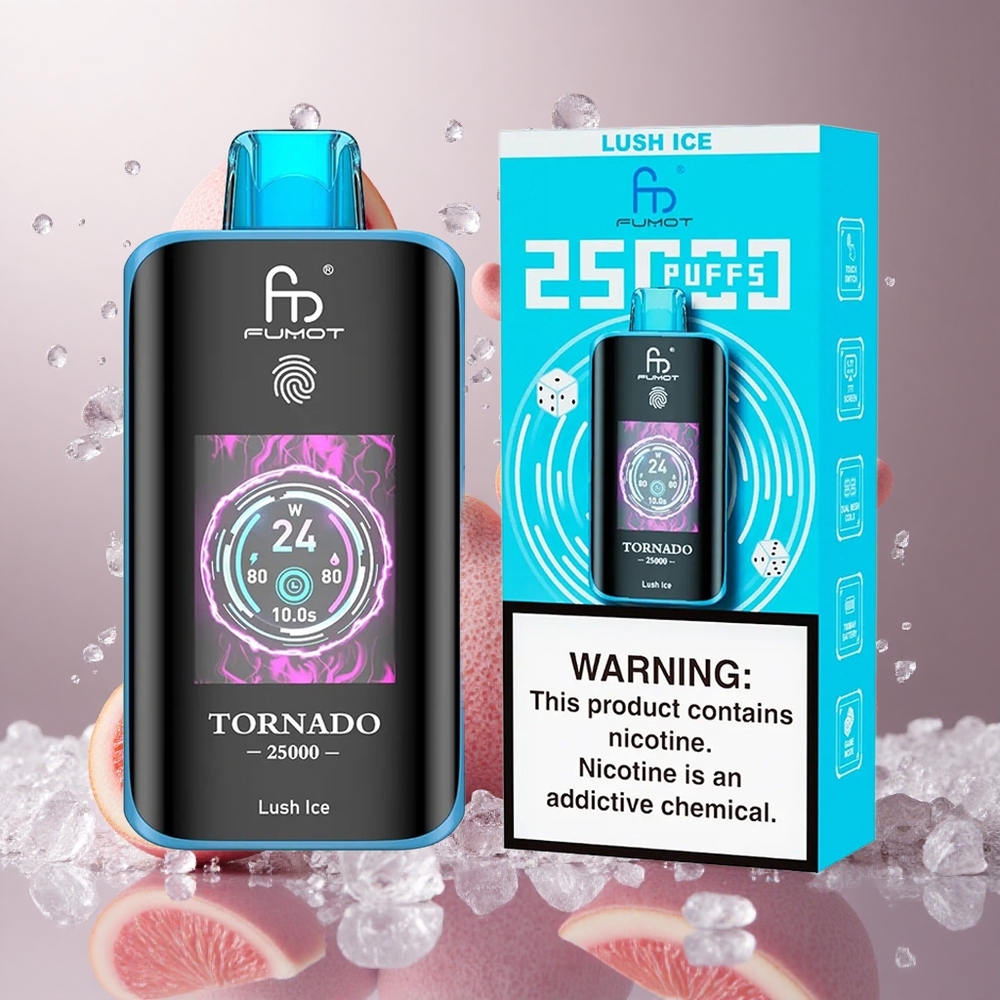 Fumot Tornado 25000 Puffs Ledenoleden Okus HD Ekran 700mAh Baterija