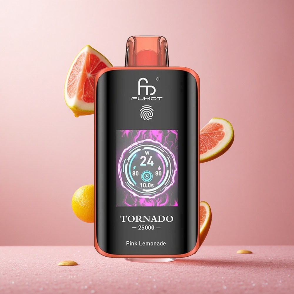 Fumot Tornado 25000 Puffs Roza Limonada 700mAh Polnilna Baterija 20ml E-tekočina