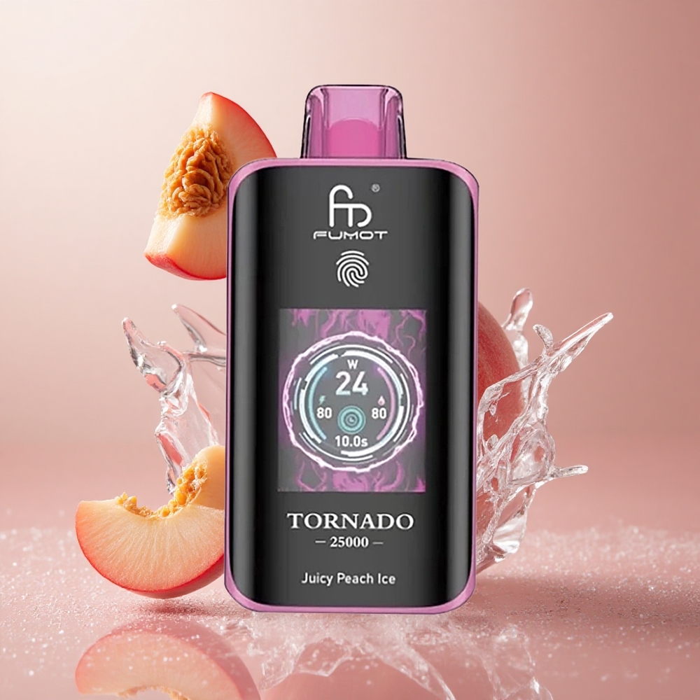 Fumot Tornado 25000 Puffs Sočna Breskev Led HD Ekran 700mAh Baterija
