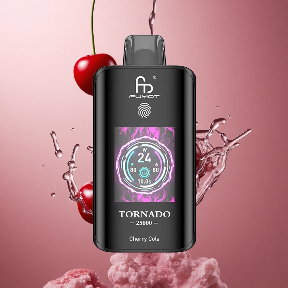 Fumot Tornado 25000 Puffs Češnjeva Kola HD Ekran 700mAh Baterija