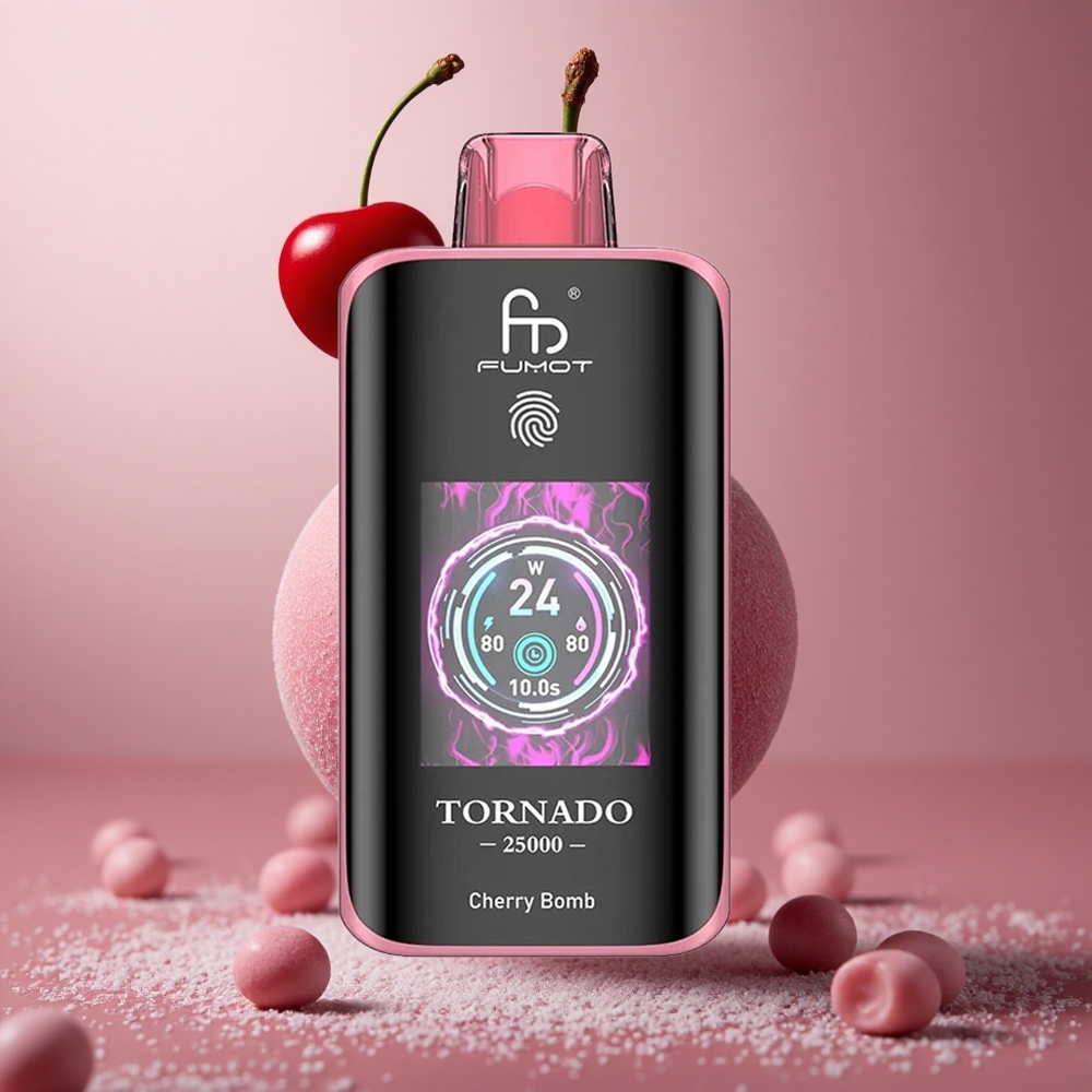 Fumot Tornado 25000 Puffs Češnjevi Bombi HD Ekran 20ml E-tekočina
