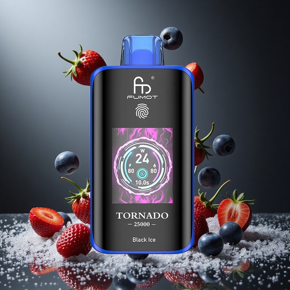Fumot Tornado 25000 Puffs Črni Led HD Ekran 700mAh Baterija