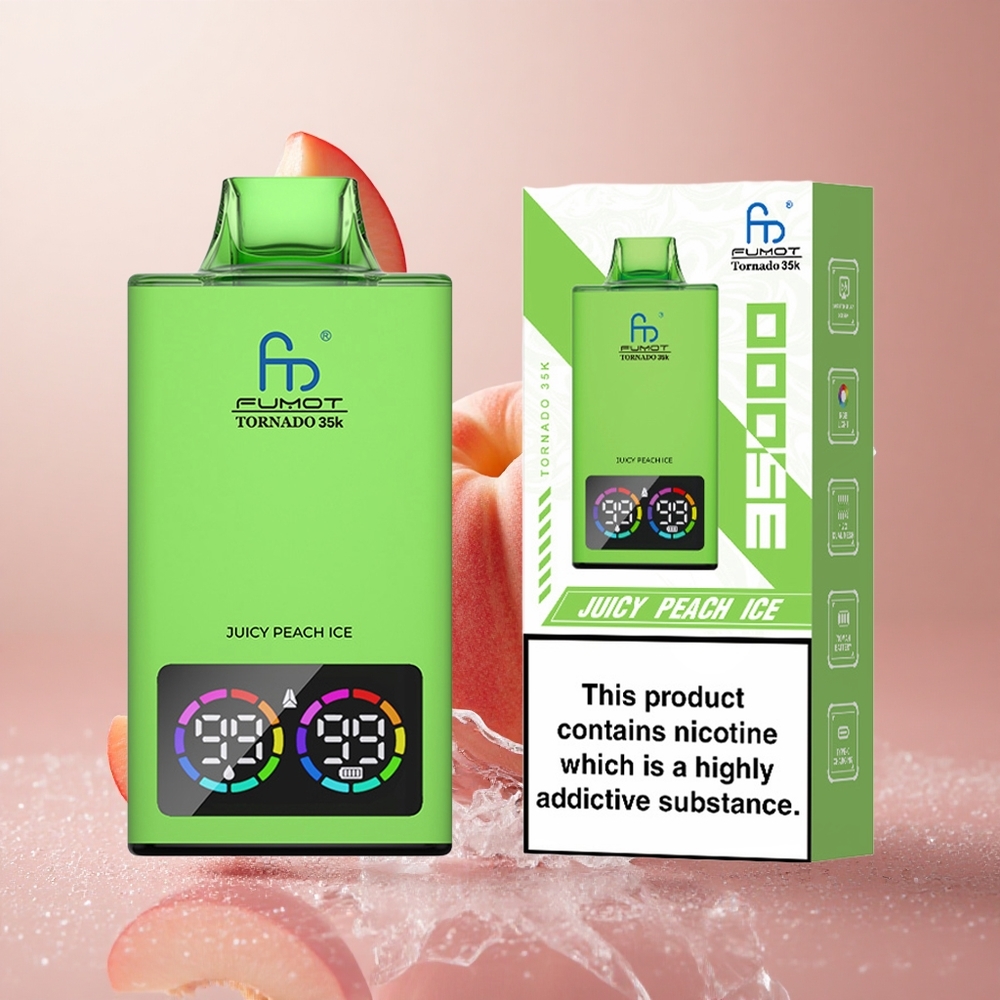 Fumot Tornado 35000 Dual Mesh Coil Za enkratno uporabo Vape Sočna Breskev Led