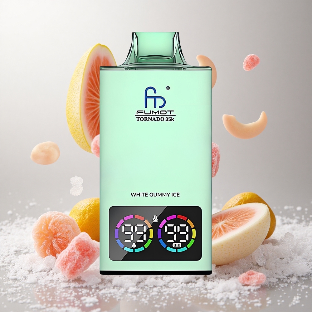 Fumot Tornado 35K Dvojni Mesh + Hitro Polnjenje Beli Gumi Ledeni Za enkratno uporabo Vape