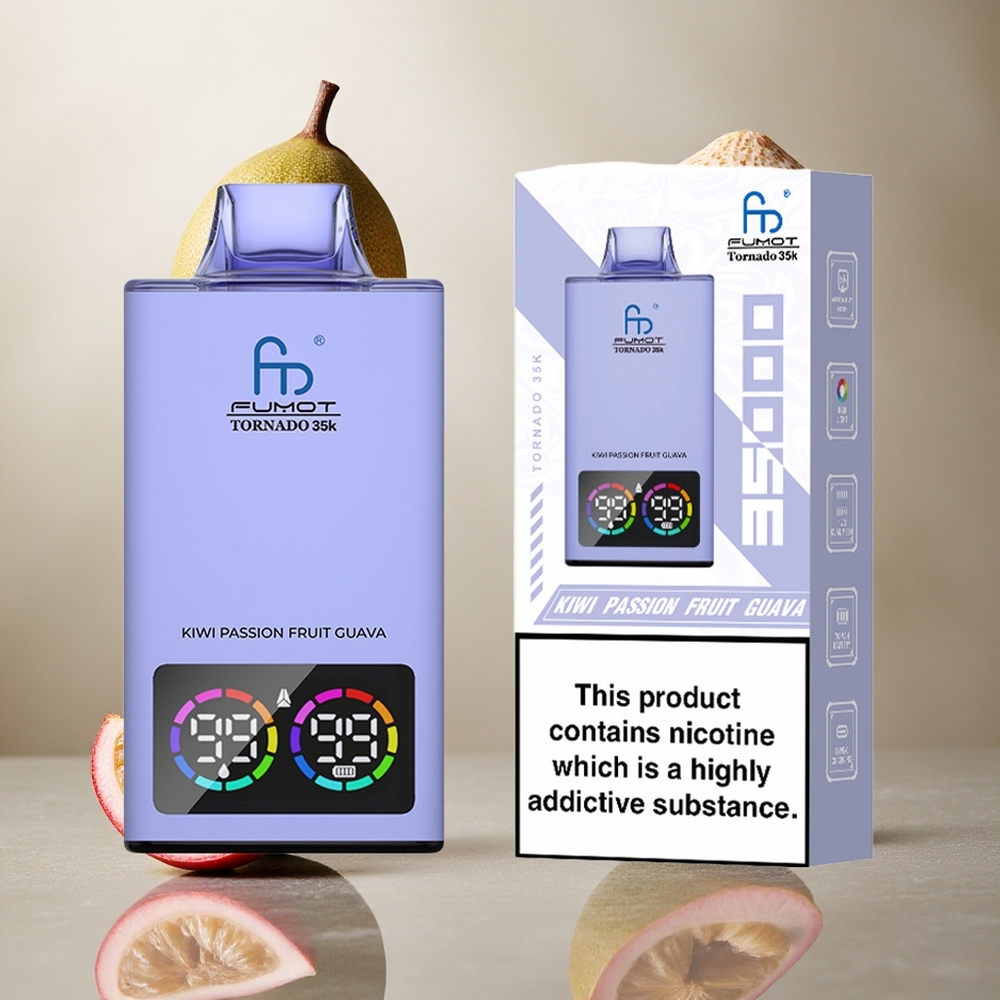 Fumot Tornado 35K Za enkratno uporabo Vape 35000 Puffs Kombinacija Okusov Kivi Pasijonka Guava