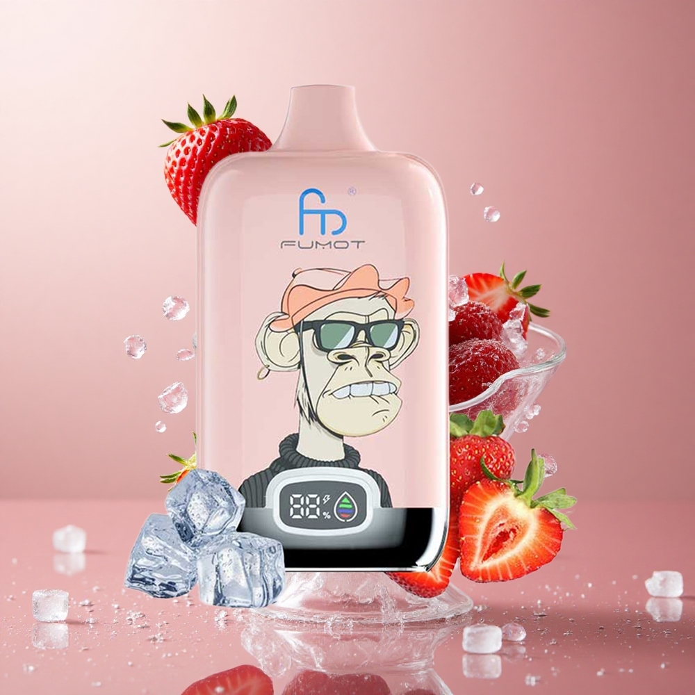 Fumot Tornado Digital Box 12000 Puffs Za enkratno uporabo Vape Jagoda Led + 20ml E-tekočina