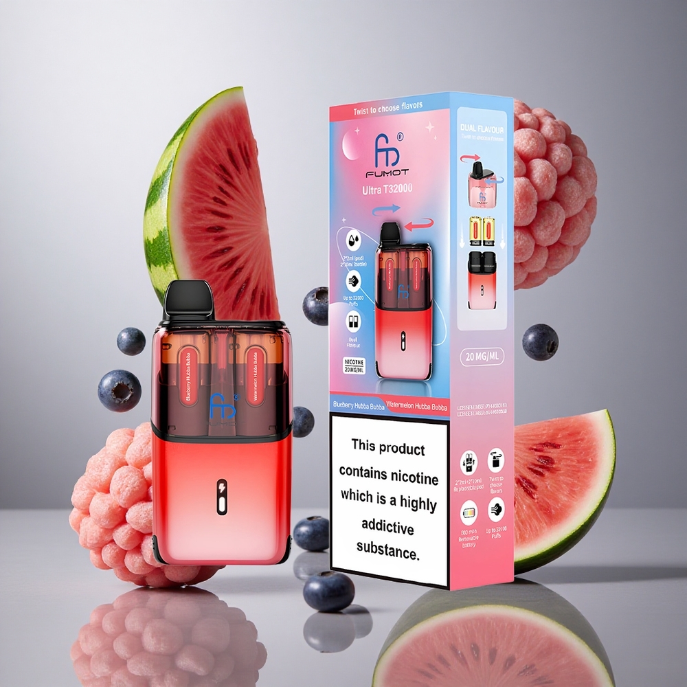 Fumot Ultra T32000 32000 Puffs Za enkratno uporabo Vape Borovnica Hubba Bubba - Lubenica Hubba Bubba