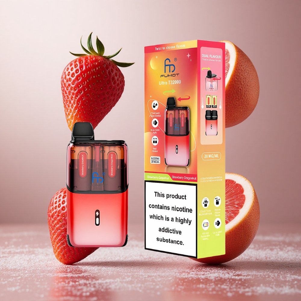 Fumot Ultra T32000 32000 Puffs Za enkratno uporabo Vape Jagoda Grenivka - Jagoda Zmajev Sad
